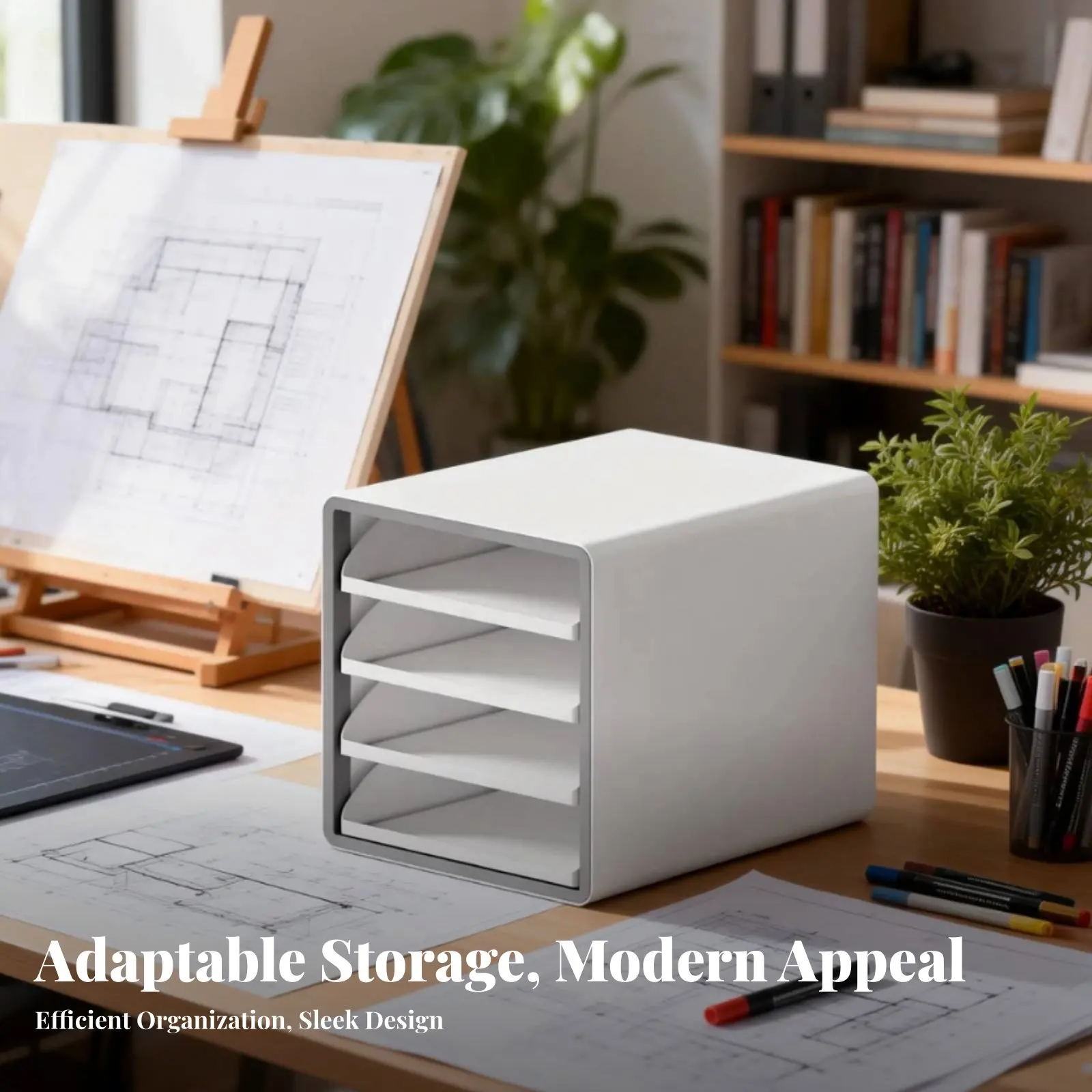 Desktop Drawer Cabinet A4-Sized Size Compatible Stackable Transparent Document Box Space-Saving Multi-Purpose for Students