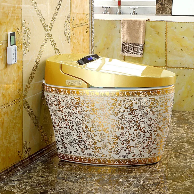 European-style household integrated golden smart toilet, fully automatic without water pressure limit,household electric toilet