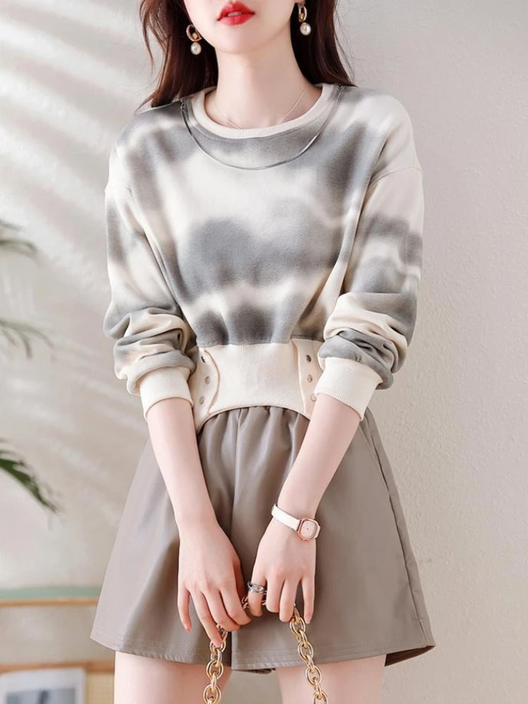 Women's 2026 FW Hot Selling Fleece Gradient Chain Cropped Sweatshirt Stylish Warm Jacket