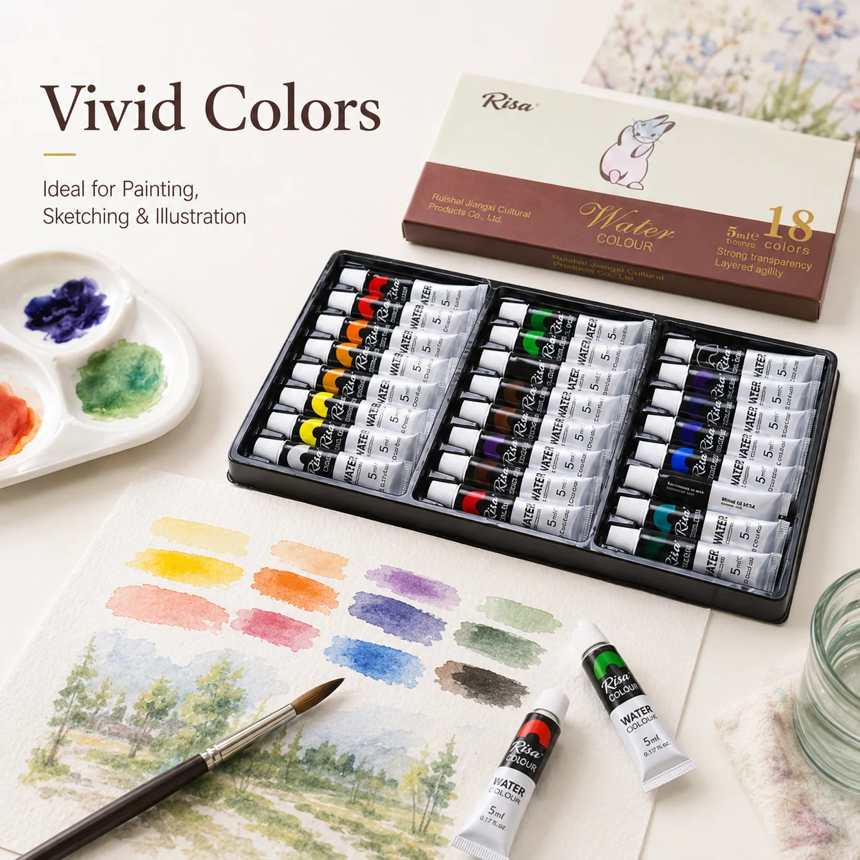Watercolor Paint Set 12/18/ 24 Colors 5ml Tubes Portable Painting Pigment Kit for Artists Beginners and Art Students Paint