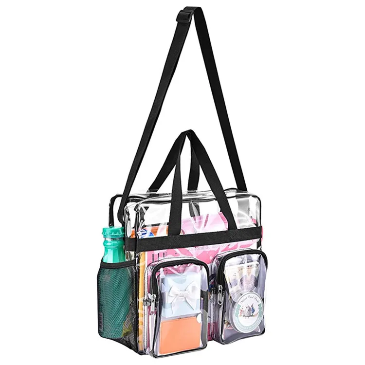 PVC multi-pocket transparent hand-held shoulder bag for outdoor use. Ita bag, waterproof with multiple pockets, tote bag.
