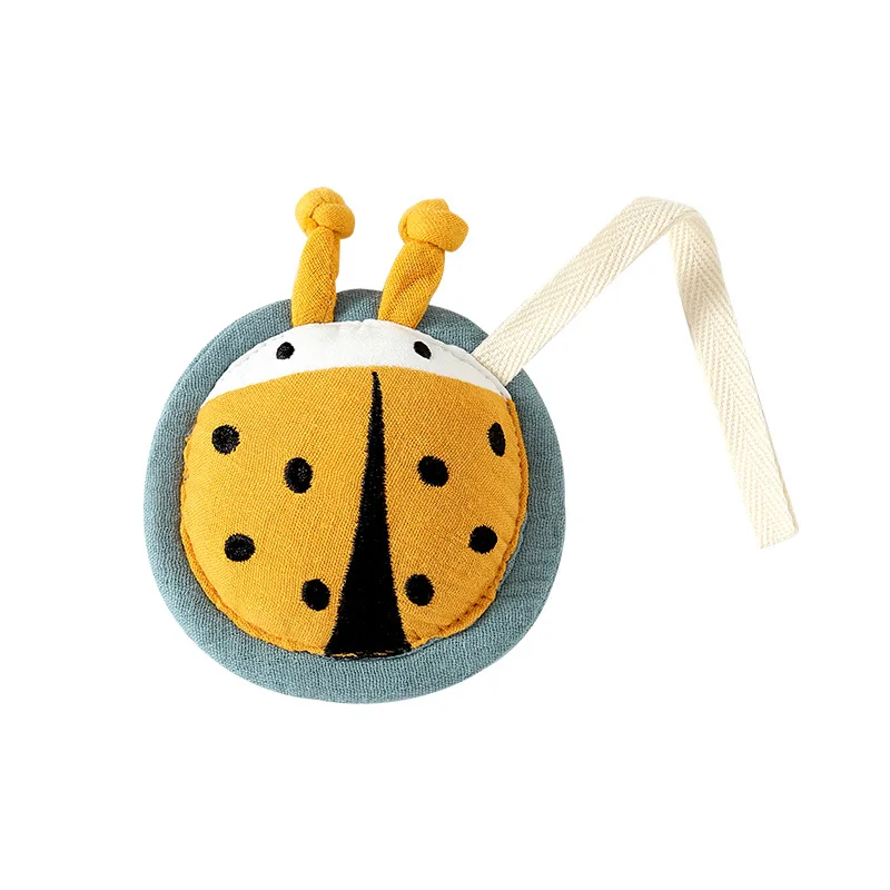 Boneca de cobertor confortável de pelúcia para bebê com mordedor e chocalho – brinquedo macio para insetos, fantoche de mão calmante para dormir e acessório de suspensão de carrinho