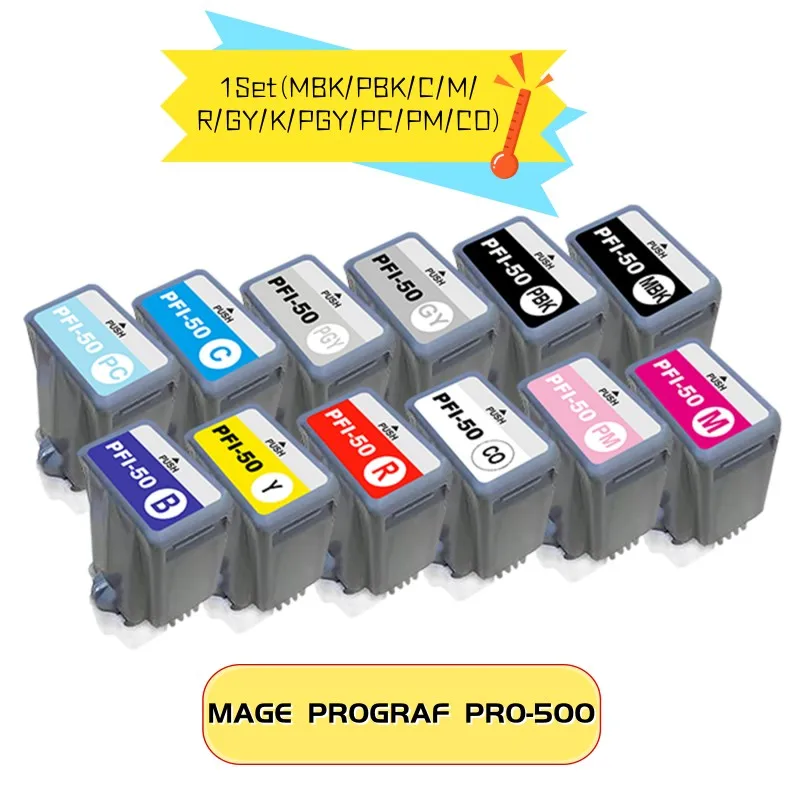 PFI-50 Ink Cartridge 12 Pcs Ink Replacement for MAGE PROGRAF PRO-500