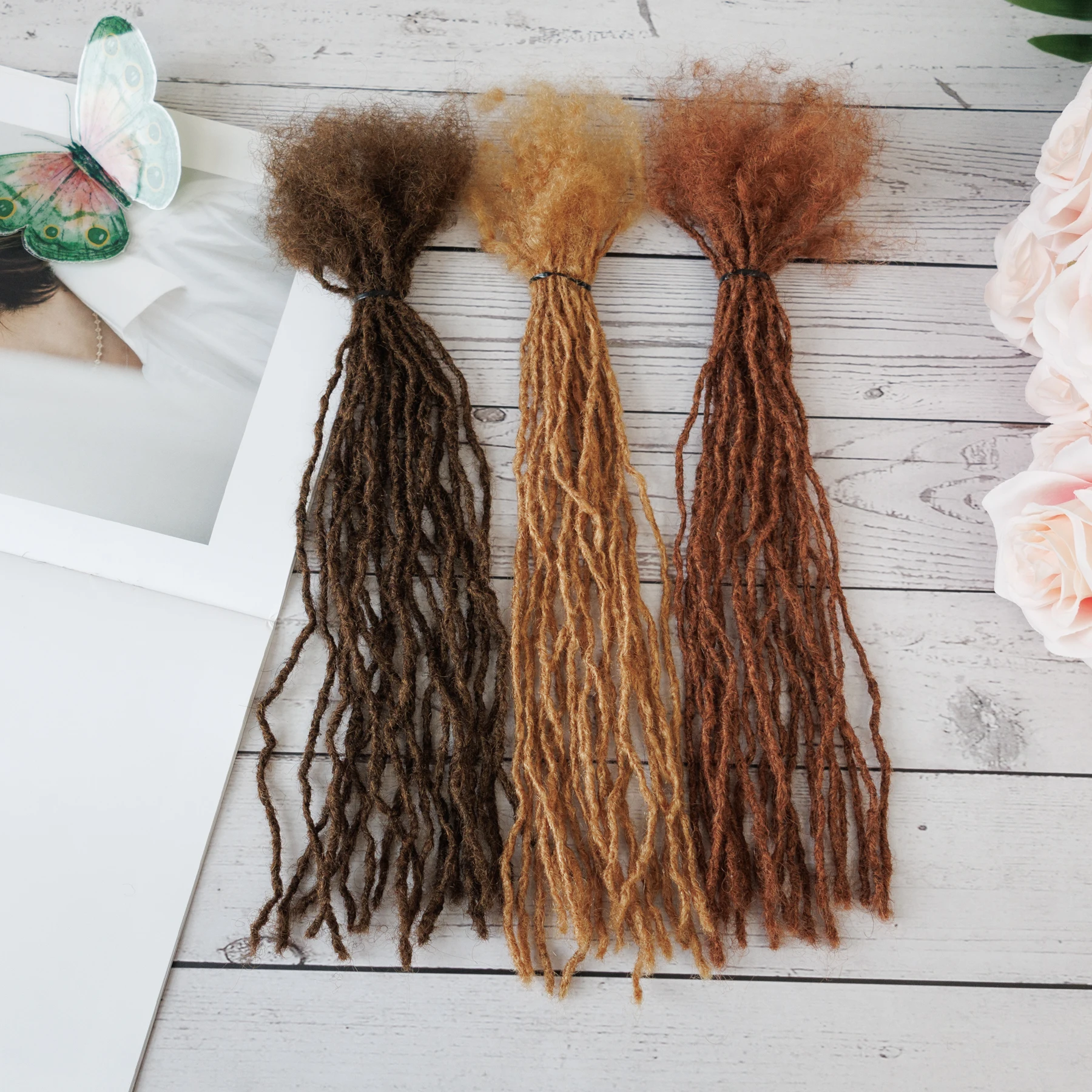 20Strs/Pack ANNA #8 100 % Human Hair Micro Dreadlocks Extension Soft Inter Locs Extensions for Black Women and Men