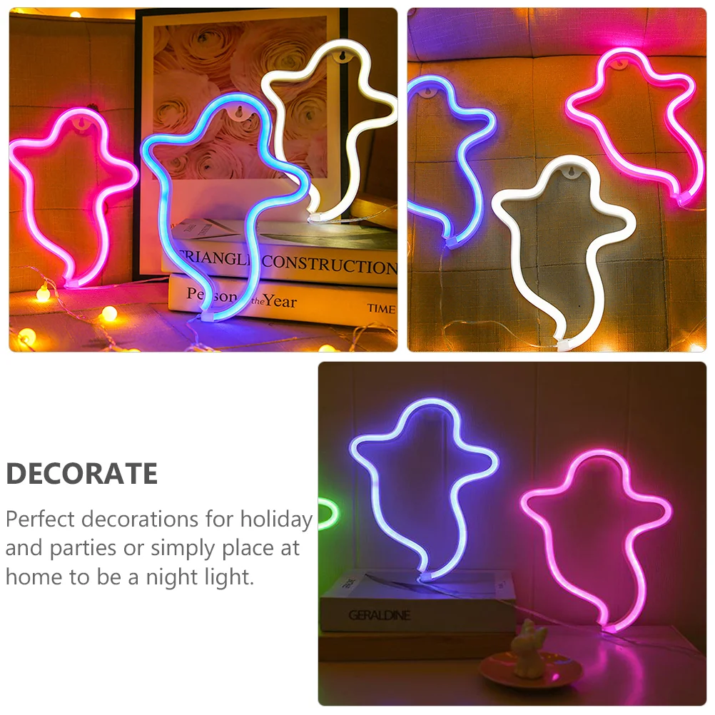 Ghost Neon Sign LED Light Night Lamp Signs Sensor Halloween Electronic Component Window Decoration