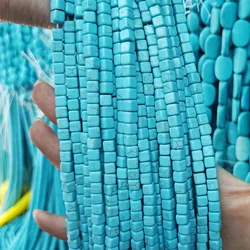 Natural Blue Stone Square Beads 4-12mm Semi-finished Loose Stone Loose Beads Jewelry Making Necklace DIY Bracelet 39cm