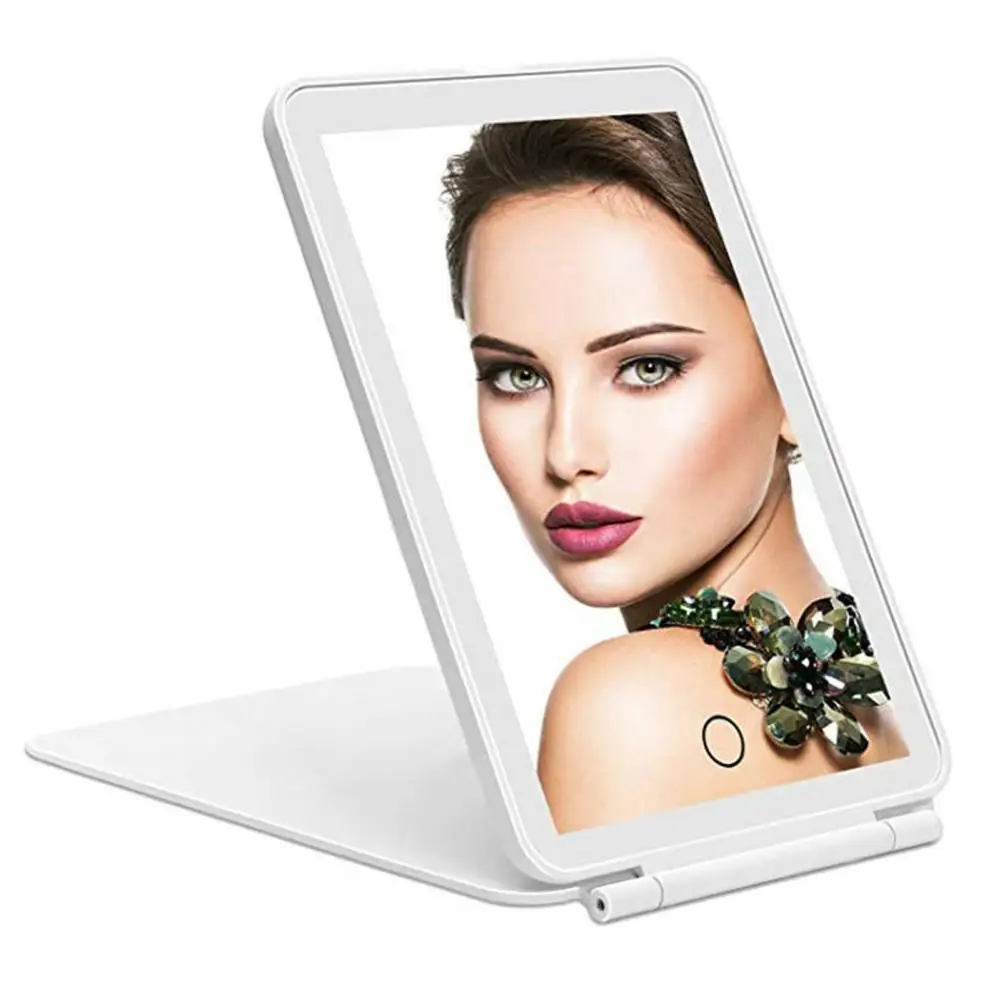 USB Cosmetic Mirror LED Makeup Mirror Light Lamp Eye Folding Vanity Mirror Adjustable Dimming Makeup