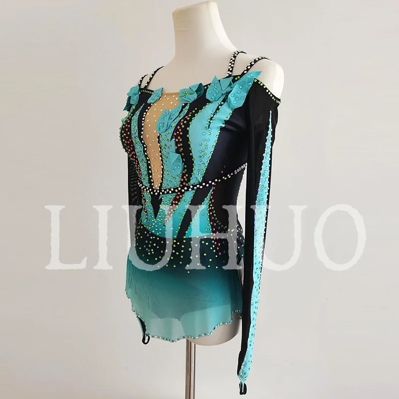 LIUHUO robe de patinage artistique compétition enfants uniformes Costumes manches longues BD3247