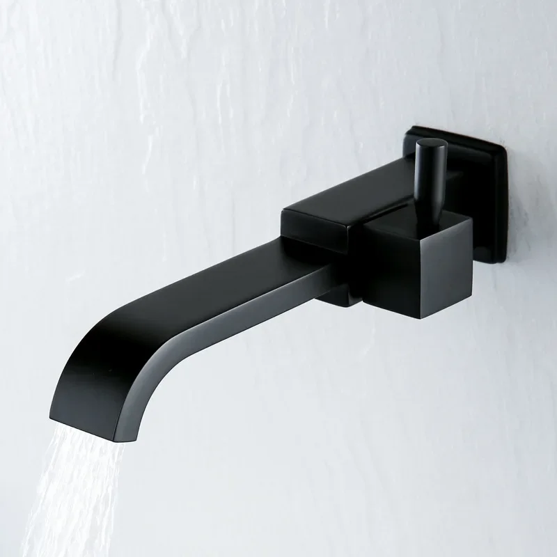 Modern Basin Faucet Only Cold Water Black Silver Bathroom Faucet In-Wall Bathroom Faucet Hotal Bathroom Sink Tap Brass Basin Tap