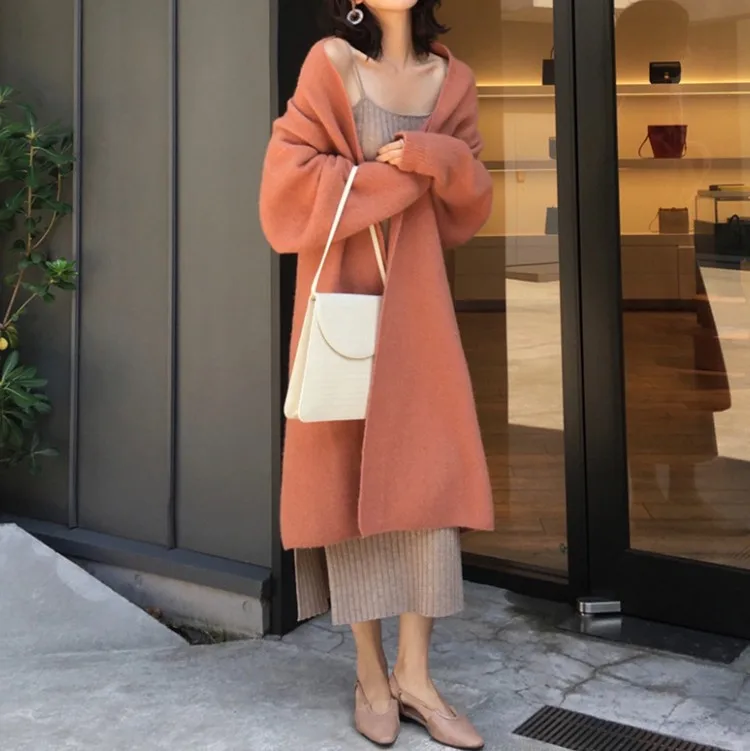 Woman Sweater Cardigan Knitting Batwing Sleeve Solid Color Fashion Long Loose woman's Clothing Dropshipping Sale RZ779