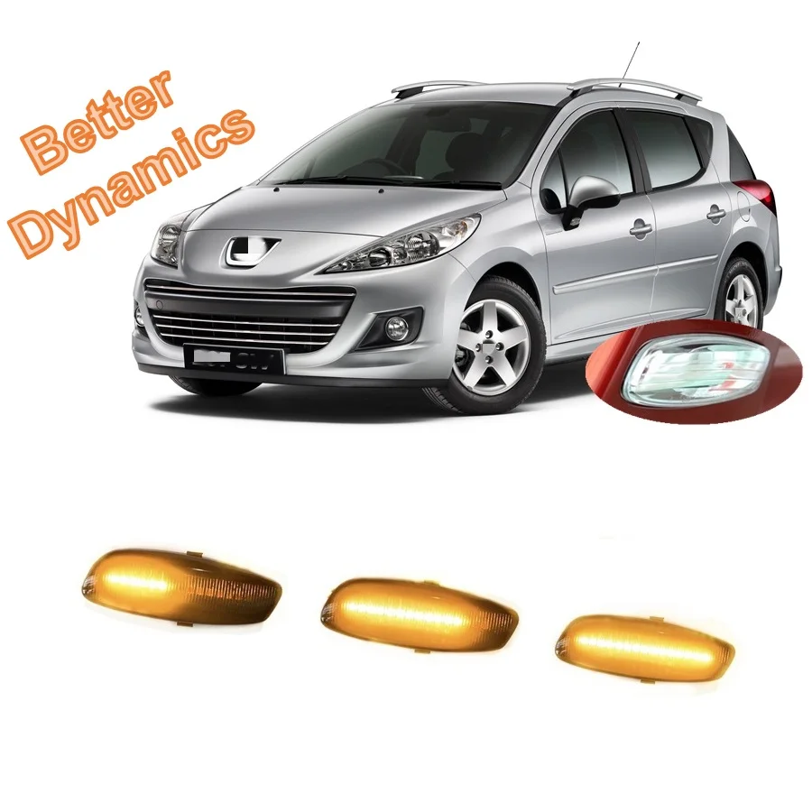 

Для Peugeot 207 CC SW WA WC WK WD 2007 2008 2009 2010 2011 2012 2013 2014 2015 Последовательный светодиодный боковой габаритный указатель поворота