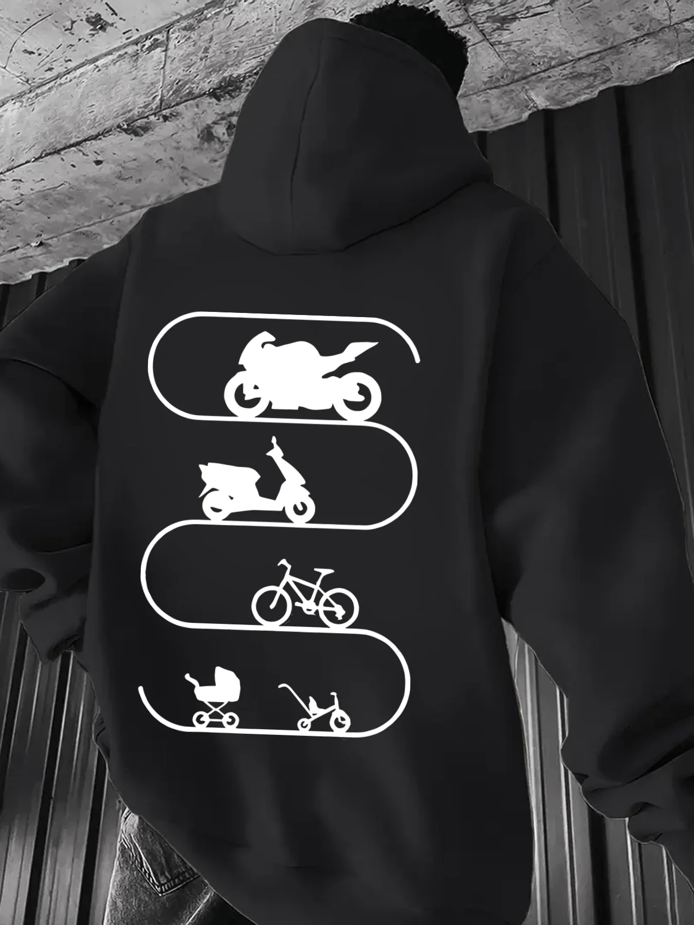 

Толстовка с капюшоном Motorcycle Evolution-life Progress Graphic, пуловер для уличной одежды Biker Journey, узор с принтом на спине, мужские толстовки