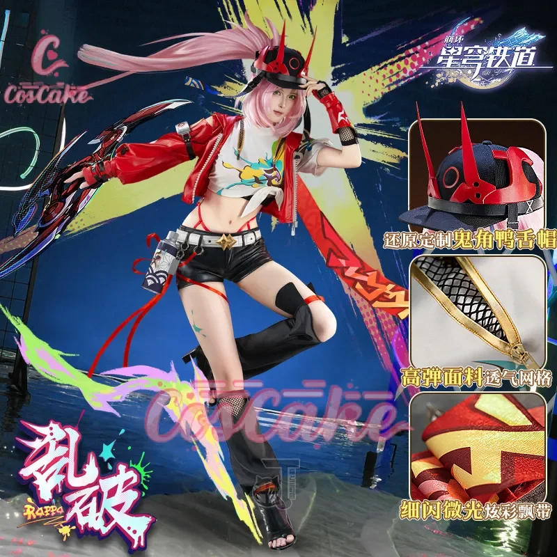 Honkai star rail rappa cosplay traje peruca uniforme chapéu jaqueta shorts galáxia ranger adereços festa de halloween feminino acessório coscake