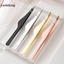 Stainless Steel Eyebrow Tweezers Curved Eyebrow Eyelash Clippers Angled Tweezers False Eyelash Tools Remove Ingrown Small Hairs