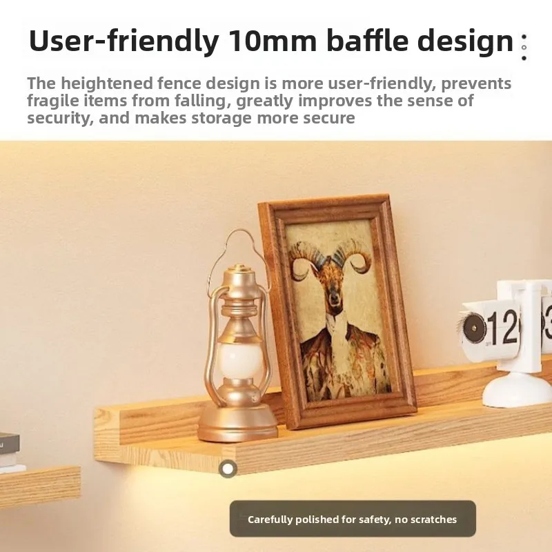 رف تخزين الإضاءة الخشبي الصلب، قسم خشبي مثبت على الحائط، رف مستقيم مضيء مثبت على الحائط، رف كتب إبداعي جديد #5