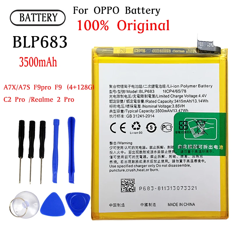 

BLP683 Battery For OPPO A7X A7S F9pro F9 C2 Pro Realme 2 Pro Original Capacity Replacement Repair Part Phone Batteries Bateria