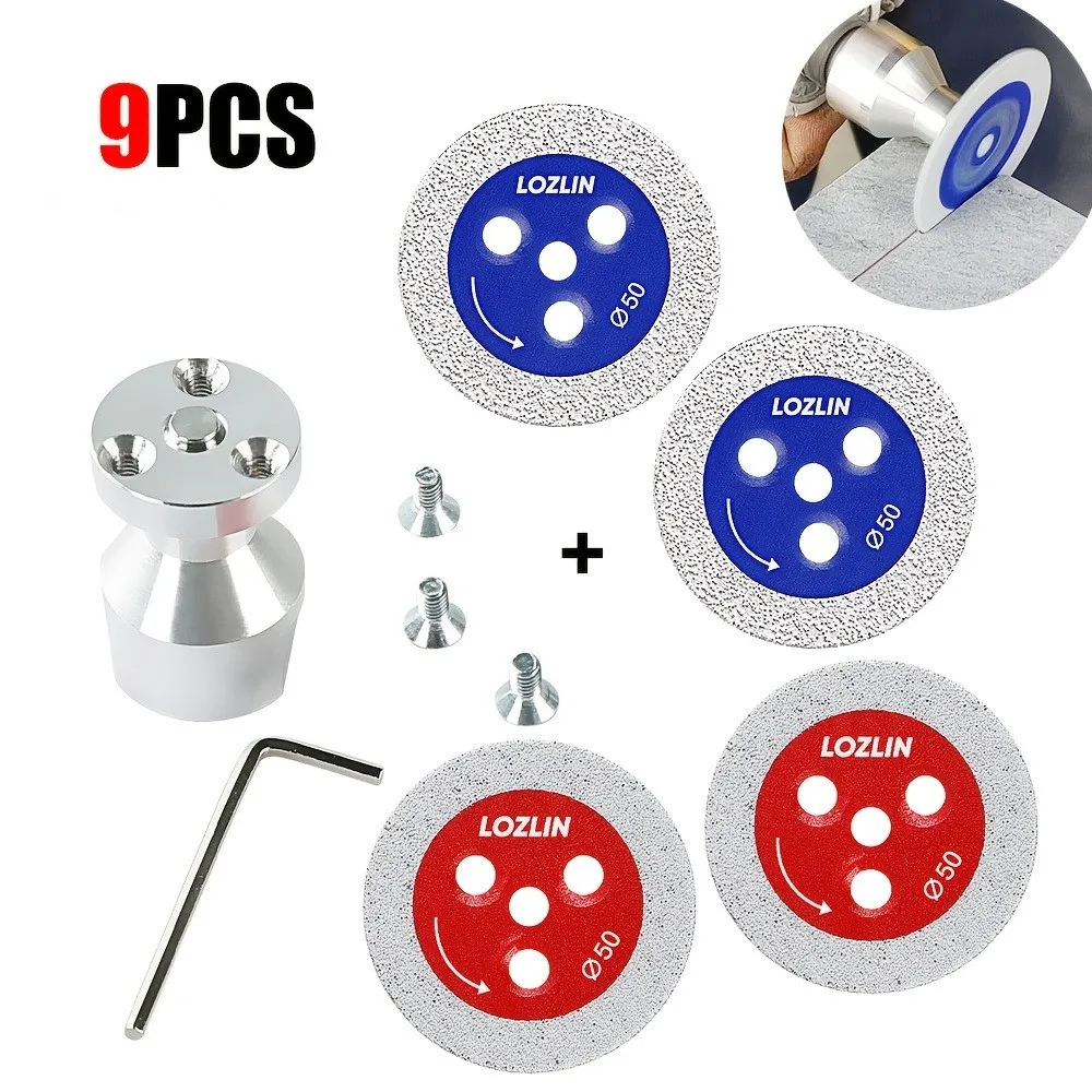 LOZLIN 9pcs Mini Diamond Disc Set Engraving Saw Blade M14 M10 Thread for Marble Granite Porcelain Tile Ceramic Carving Grinding