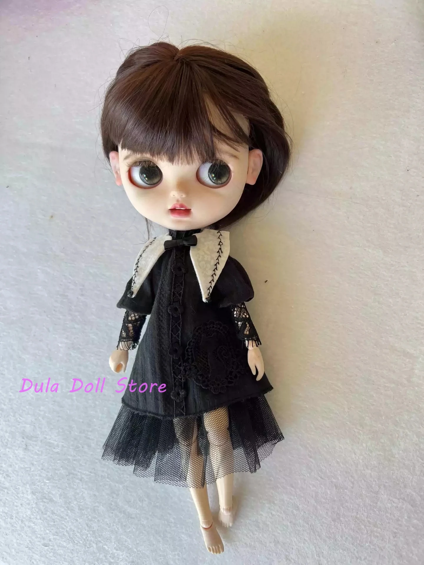 

Dula Doll Clothes Dress Black and white raglan mesh skirt Blythe Qbaby ob24 ob22 Azone Licca ICY JerryB 1/6 Bjd Doll