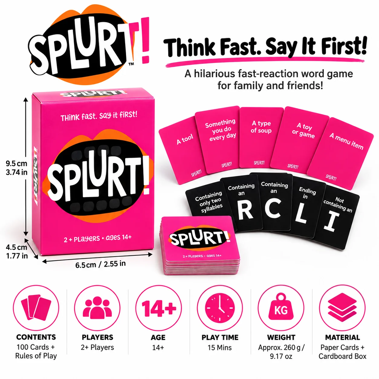 SPLURT! 100 Karten, schnelles  – Quick Games Party Bewertung und Preis