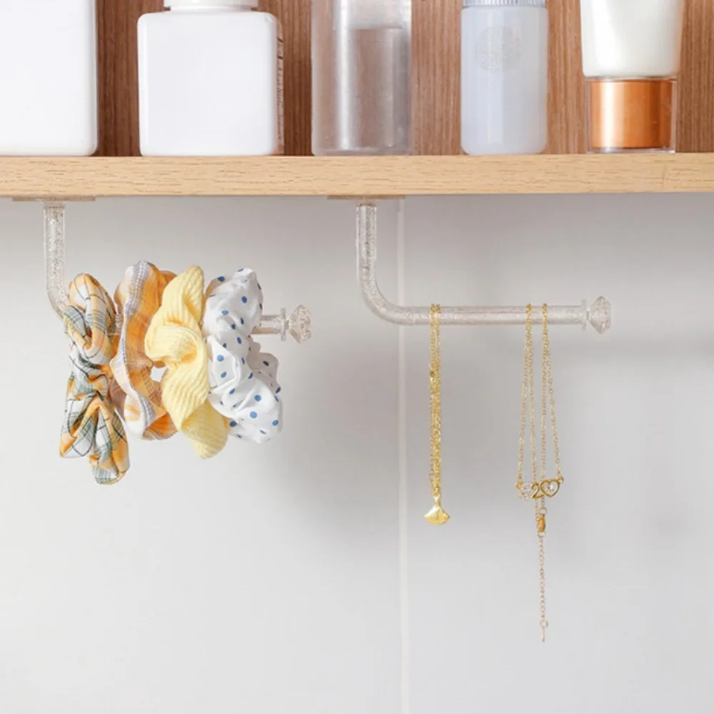 2pcs Plastic Hat Racks Portable Self Adhesive Diamond Style Paper Towel Rack Clear Caps Organizer Hooks Wall