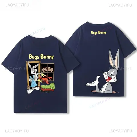 Klassisk Bugs Bunny-mönster T-shirt Herr Dam Sommar Bomull Casual Andningsbar Kortärmad Vintage Rund Hals Mode Enkla Toppar 8 best sales Bugs Bunny T-shirt - №4