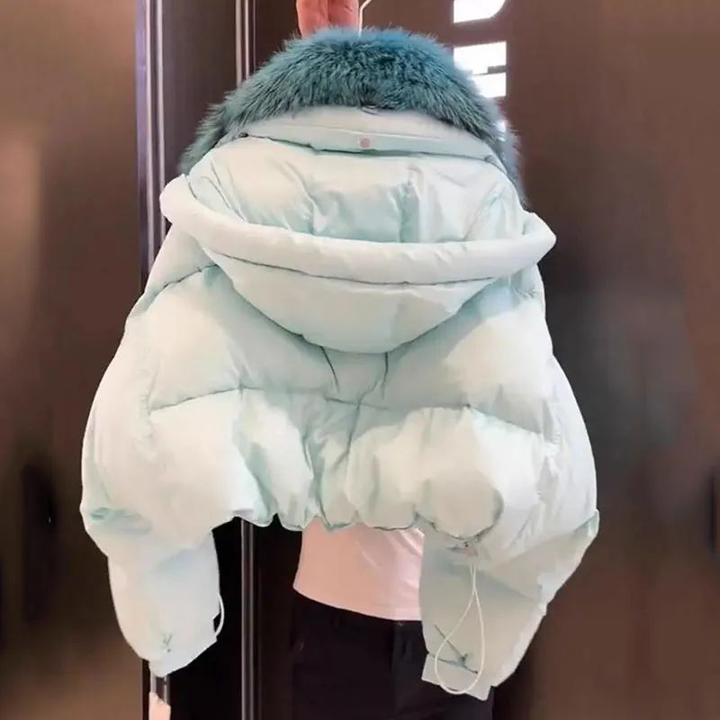 2025 Womens High-grade Purple Warm Cotton-padded Jacket Winter Unique Super Good-looking Thick Cotton-padded Jacket Women