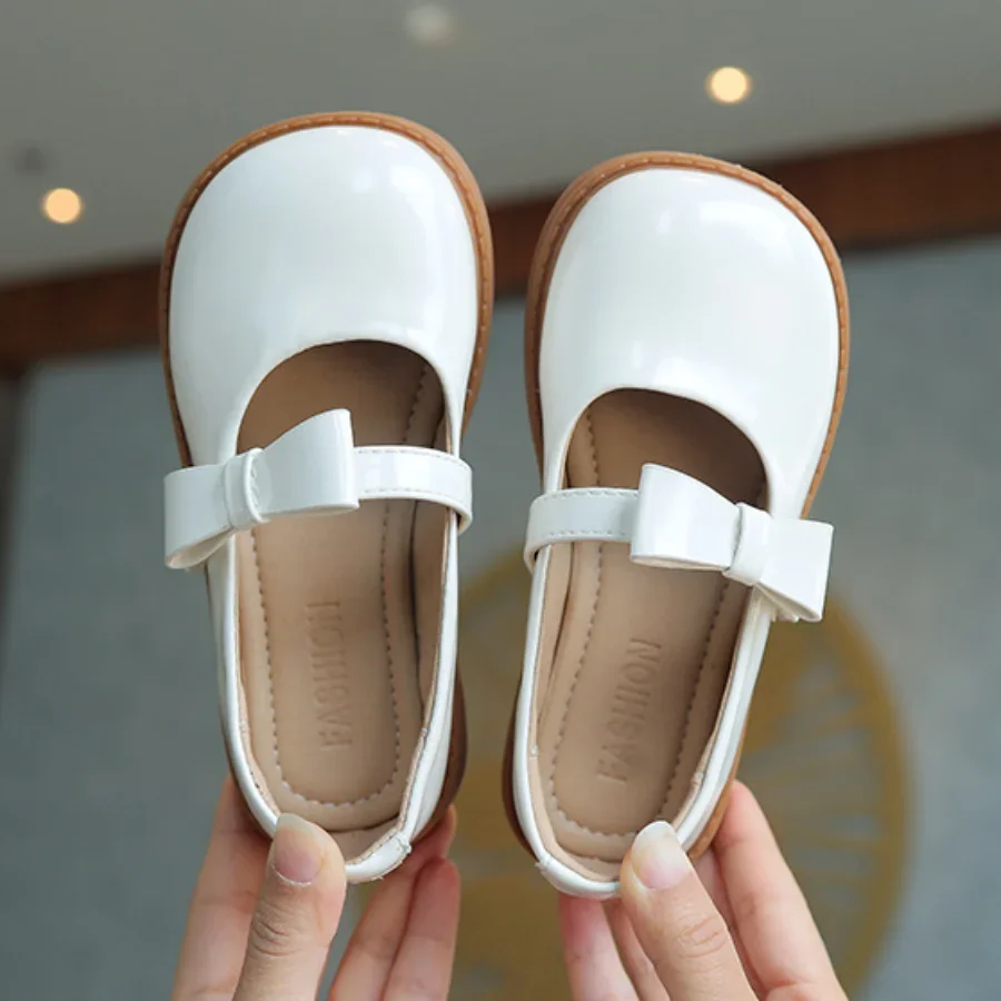 Girls School Shoes Spring/Autumn New Fashion Childrens Soft Comfortable Leather Shoes Retro Bowknot Kids Mary Jane Shoes