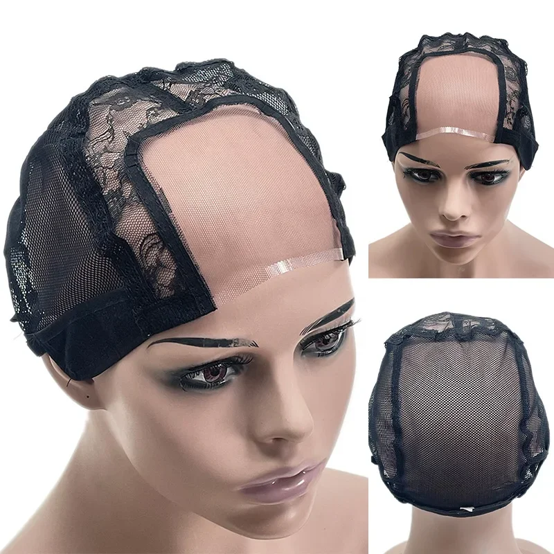 1pc 3.5X3 Inch U Part Lace Wig Cap for Making Wigs with Adjustable Straps on The Back Hairnets Keep Your Wig in Place