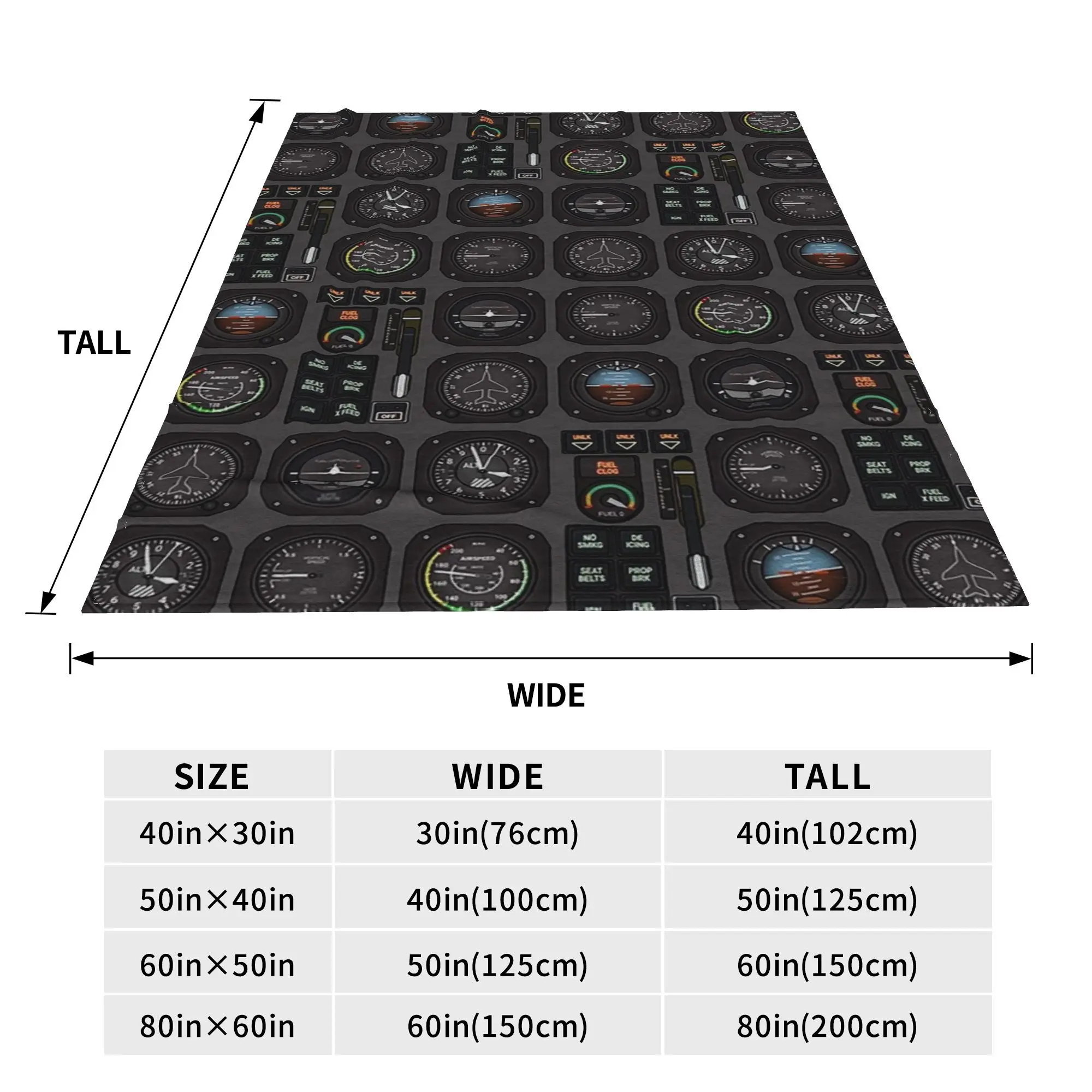 Pilot Flight Instruments Blanket Soft Warm Flannel Throw Blanket Cover for Bed Living room Picnic Travel Home Sofa