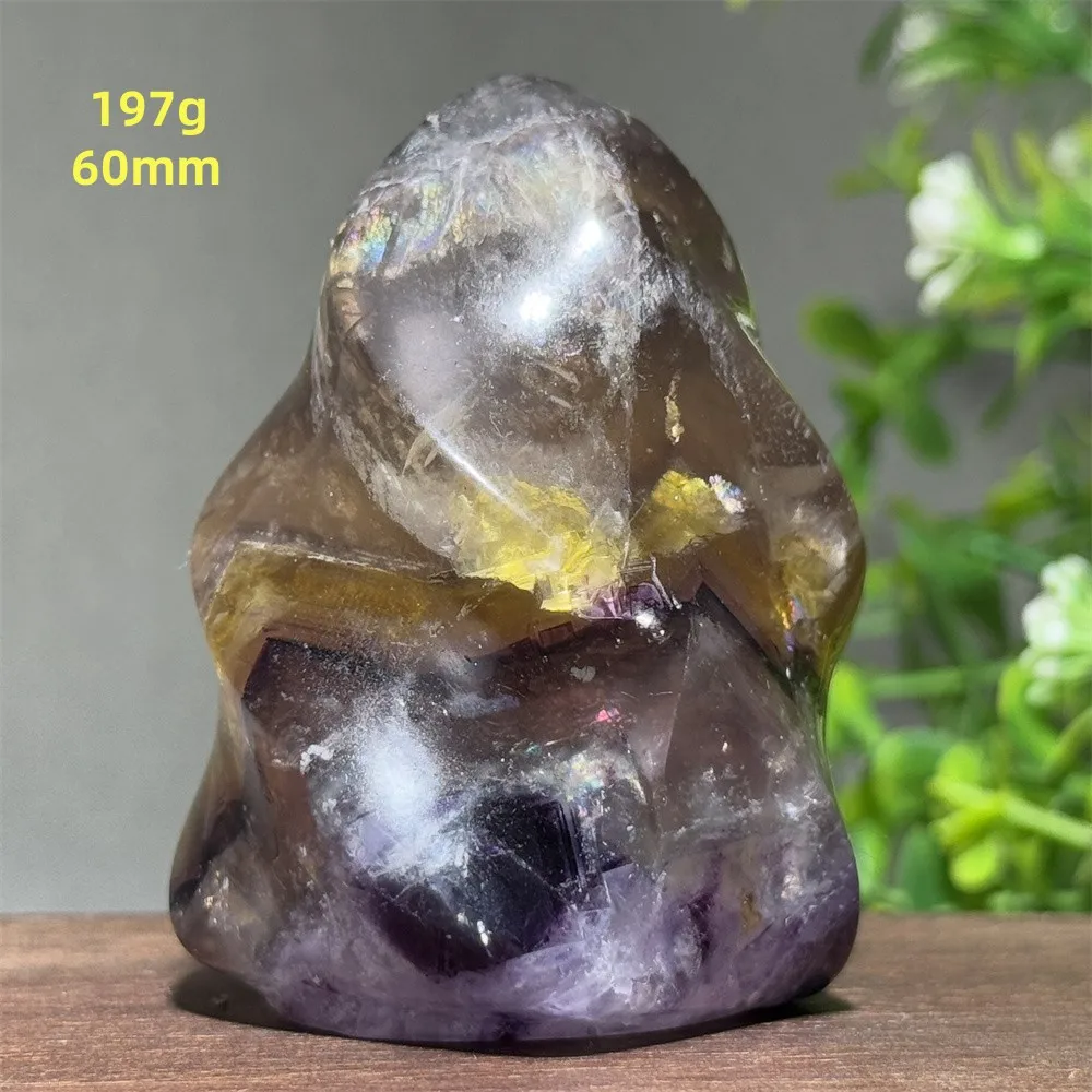 Natural Gemstone Fluorite Flame Shape Mineral Stone Energy Spiritual Meditation Healing Energy Home Room Decoration Lucky Gift view 5