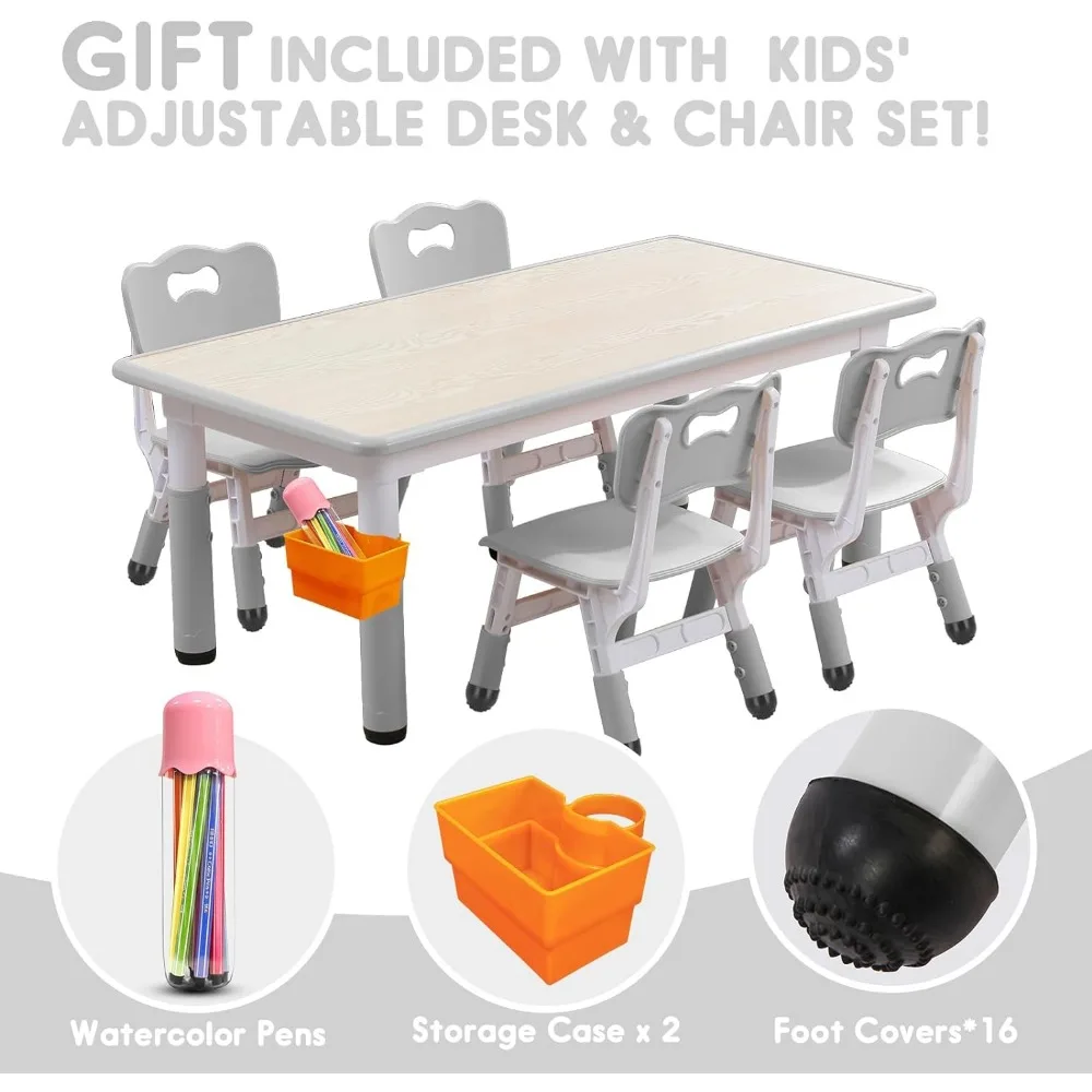 Children Furniture Sets, Toddler Table and Chair Set, Adjustable Kids Table Legs&Organizer, Children Furniture Sets