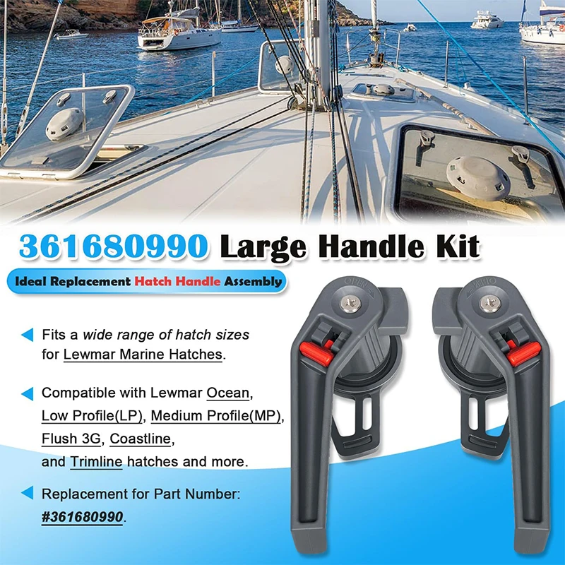 361680990 Large Handle Kit/Exact Match Replacement, for Lewmar Marine Hatches for Ocean,Low/Medium Profile (LP/MP) Series & More