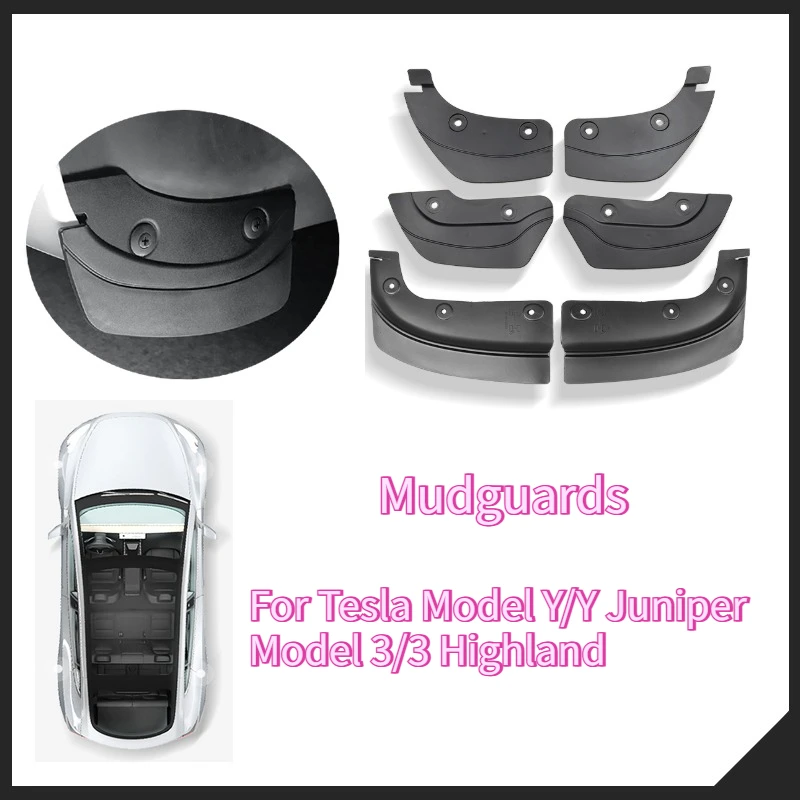 

Передние и задние брызговики для Tesla Model Y/Y Juniper 2025 Model 3/3 Highland 2024, брызговики, защитные брызговики, автомобильная часть