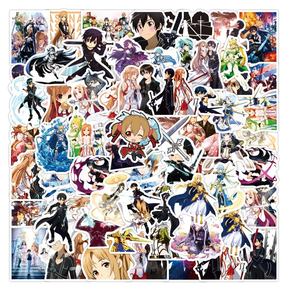 10/30/50PCS Cartoon Riman New Sword Art Online Graffiti Creative Sticker Desk Guitar  Refrigerator Waterproof Sticker Wholesale