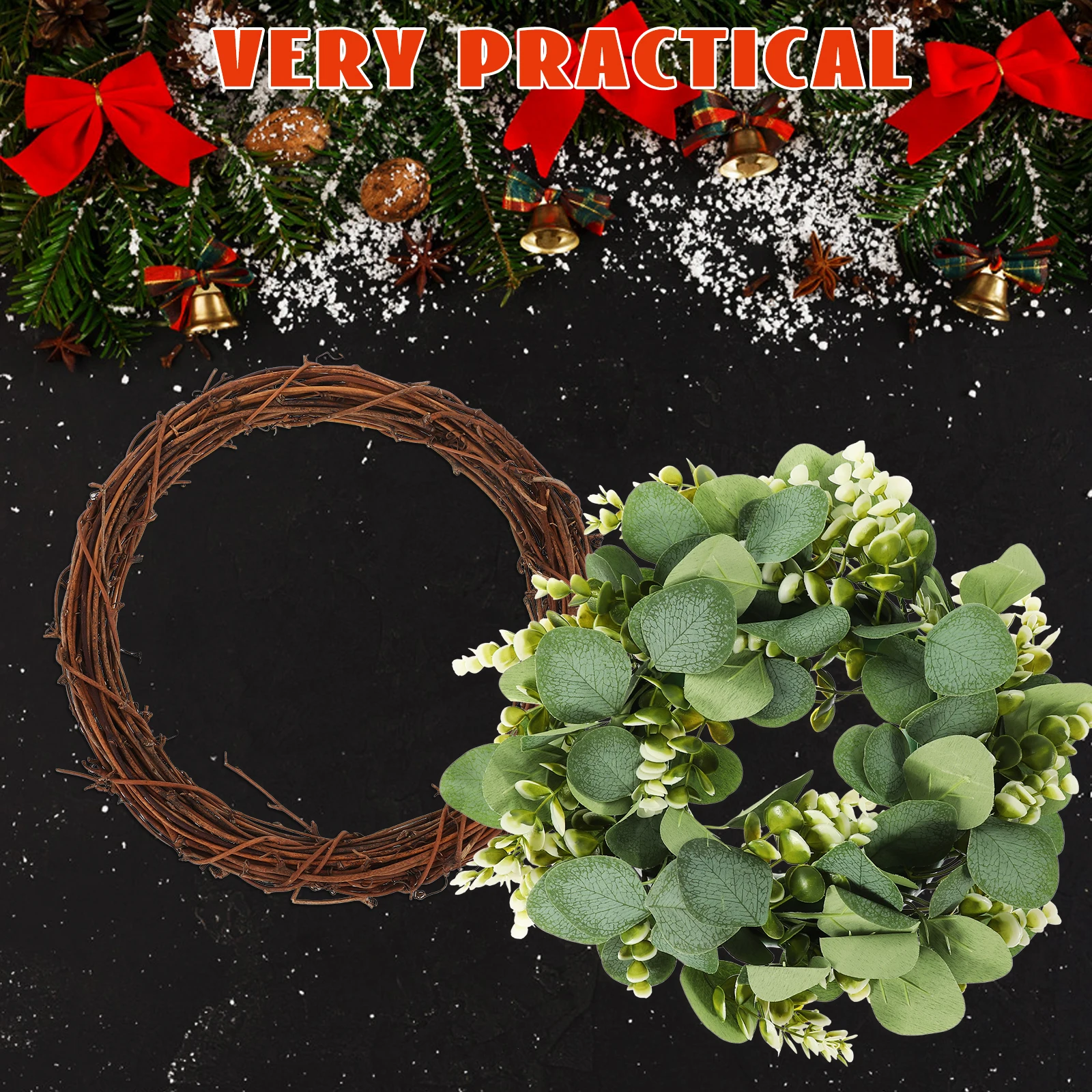 

Rattan Wreath Frame Handwoven Natural Materials DIY Supplies Grapevine Garland Small Circle Christmas Wedding Home Decor Floral