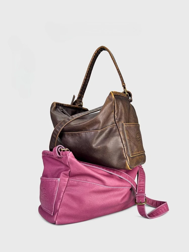 

Washed leather retro lazy toast bag can be crossed