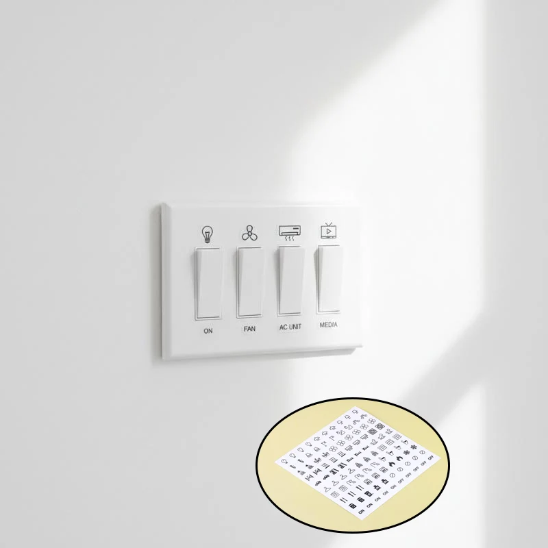 10Pcs Self-Adhesive Transparent Switch Label Sticker Waterproof Switches Labels Household Light Distribution Box Stickers