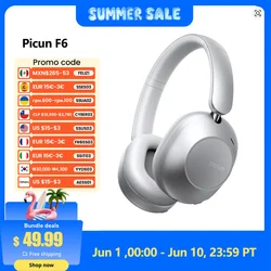 Picun F6 Auriculares Bluetooth con cancelación activa de ruido Hi-Res ANC Seguimiento de cabeza Audio 3D Auriculares inalámbricos Control por aplicación Baja latencia