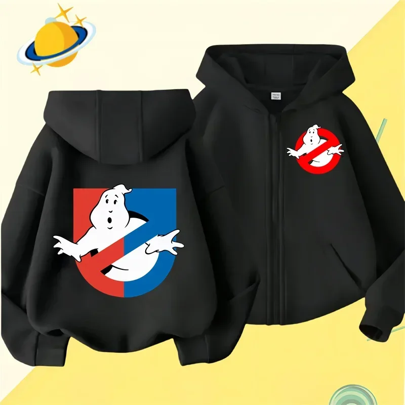 Ghostbusters Kids zipper hoodie Cartoon print Autumn Winter Long sleeve sweatshirt Casual top Boys Girls clothing sweater