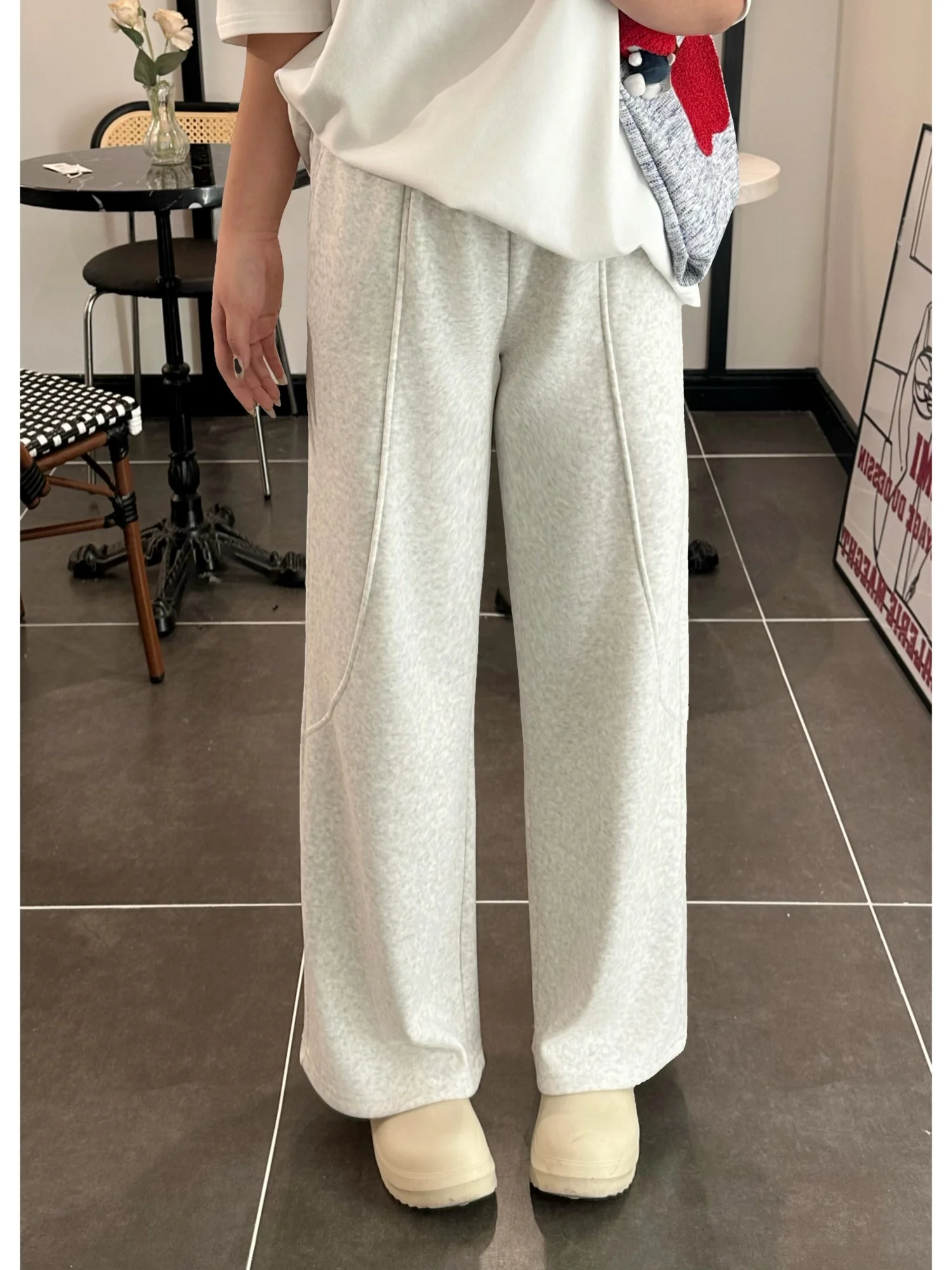 

Женские зимние брюки больших размеров прямого кроя, повседневные, свободные, с эффектом похудения, с карманами, с высокой талией, на флисовой подкладке, струящиеся, длинные