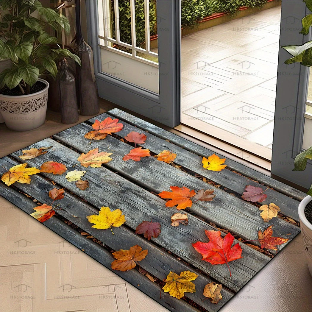 Autumn Maple Leaf Welcome Mat Non Slip Washable Rug For Kitchen Living Room Garden Patio Cottage Home Decor