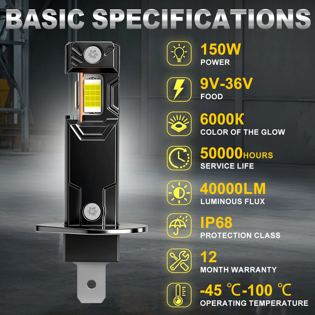 S&D H1 H3 LED Headlight Bulb 40000LM 150W H7 H11 9005 HB3 9006 HB4 High Power LED Auto Fog Lamp 6000K 9-36V Bulb for Car Driving