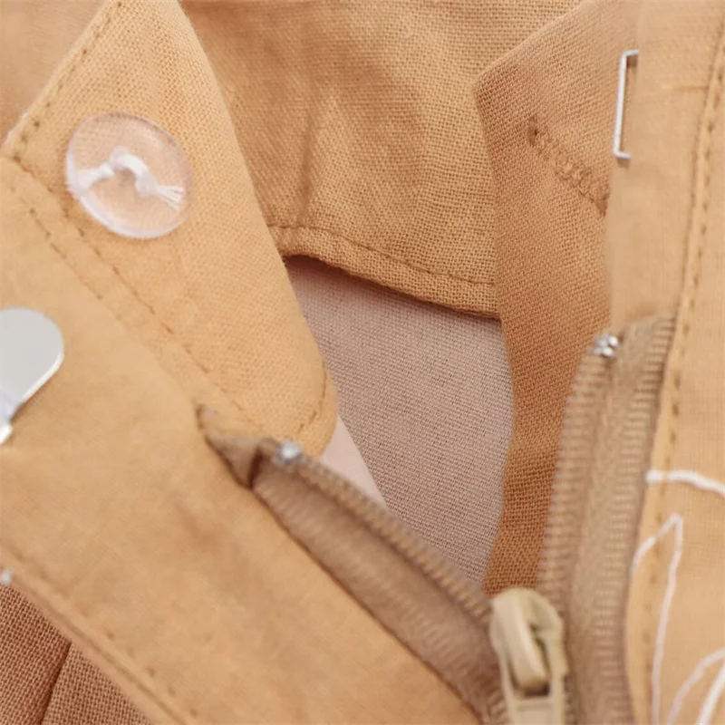 KEYANKETIAN Wiosna/Jesień 2025 Nowe Damskie Spodnie Proste z Haftem Kwiatowym, Styl Pastoralny, Zapinane na Zamek, z Wysokim Stanem