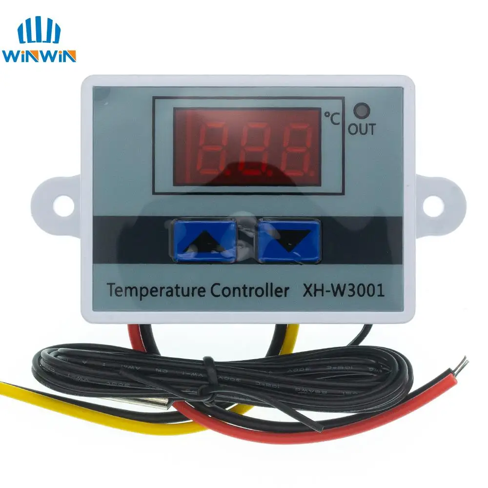 XH-W3001 10A 12V 24V 220VAC Digital LED Temperature ControllerFor Incubator Cooling Heating Switch Thermostat NTC Sensor