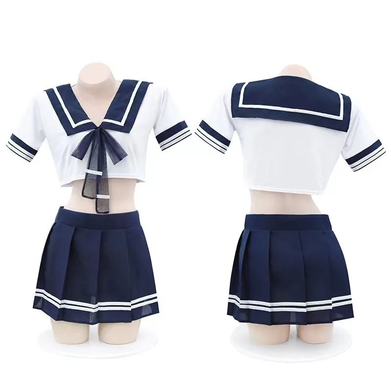 Japanese School Uniform Erotic Cosplay Lingerie Set Tops with Mini Skirt and Tie Set Role Play Sexy Costume image 2