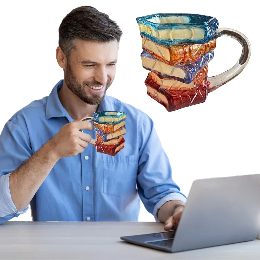 3D Painted Book Mug Wear Resist Books Drinking Container Multi-Purpose Creative Book-Shaped Drinkware for Friends Gift