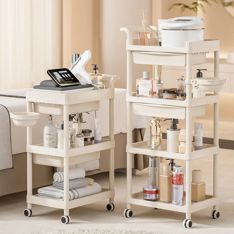 Serving Manicure Beauty Salon Trolley Tool Cart Cosmetic Salon Trolley Storage Lash Carrello Attrezzi Beauty Furniture HDTC