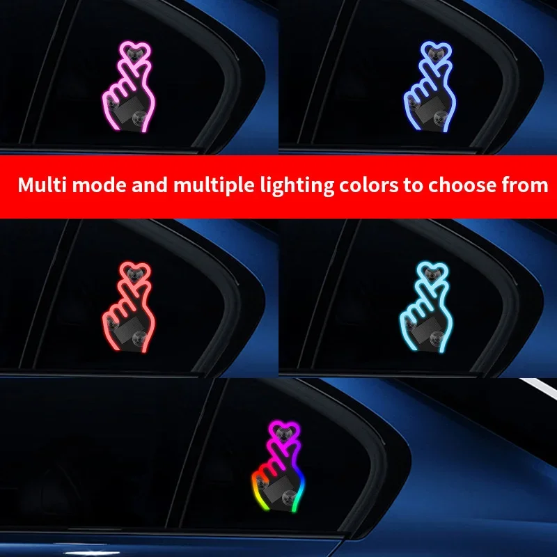 

Светодиодная неоновая лампа-сердце 5В с питанием от USB и солнечной энергии, беспроводная, для декорации лобового стекла, противоударная, с датчиком ночи и вибрации