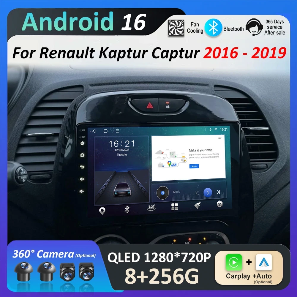 

Android 16 for Renault Kaptur Captur 2016 2017 2018 2019 Car Radio Multimedia Player Stereo Head Unit Audio GPS Navigatore WIFI