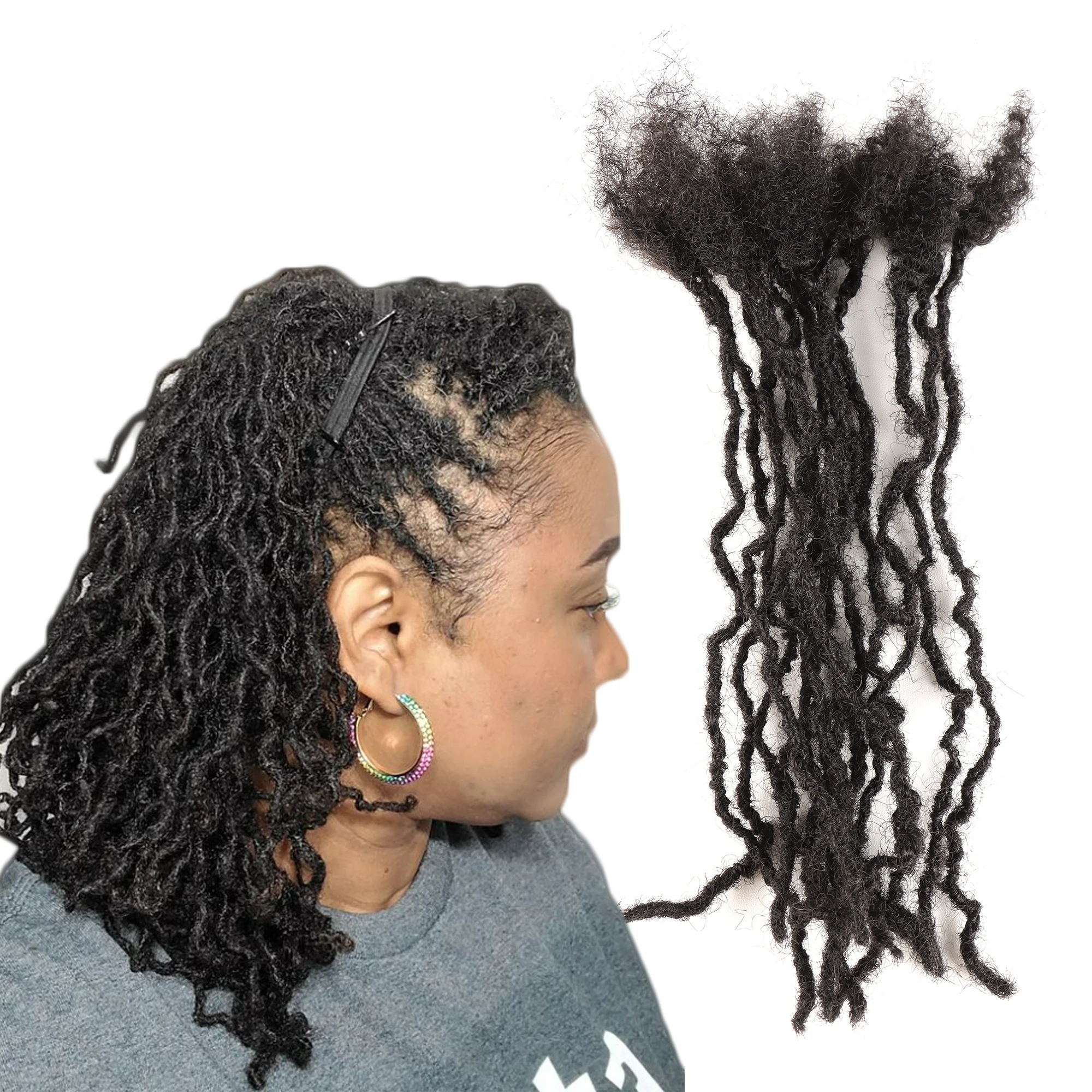 Locs ملحقات الشعر البشري Dreadlock 0.3 سنتيمتر قطر 100% شعر الإنسان الحقيقي اليدوية Loc تمديد للرجال والنساء